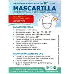 mascarilla higiénica reutilizable de protección doble cara T-M