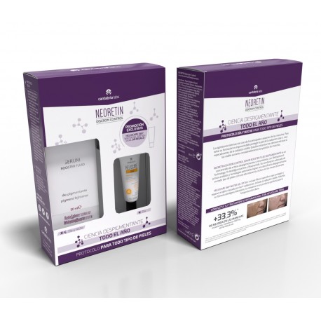 Pack NeoRetin® Discrom Control Serum Booster Fluid  Heliocare 360º Water gel 15ml