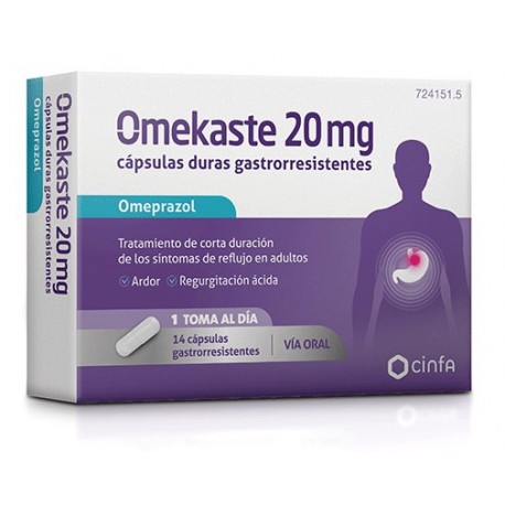 Omekaste 20 mg. 14 cápsulas duras gastrorresistentes