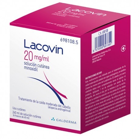 Lacovin 20 mg/ml solución cutánea 4 frascos x 60 ml