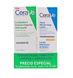 Cerave Pack Limpiadora Crema-espuma Hidratante 100ml  Locion Hidratante de Rostro Spf25 52ml