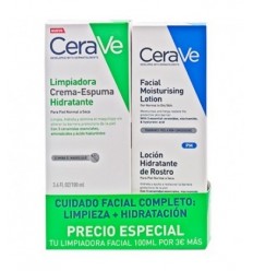 Cerave Pack Limpiadora Crema-espuma Hidratante 100ml  Locion Hidratante de Rostro 52ml